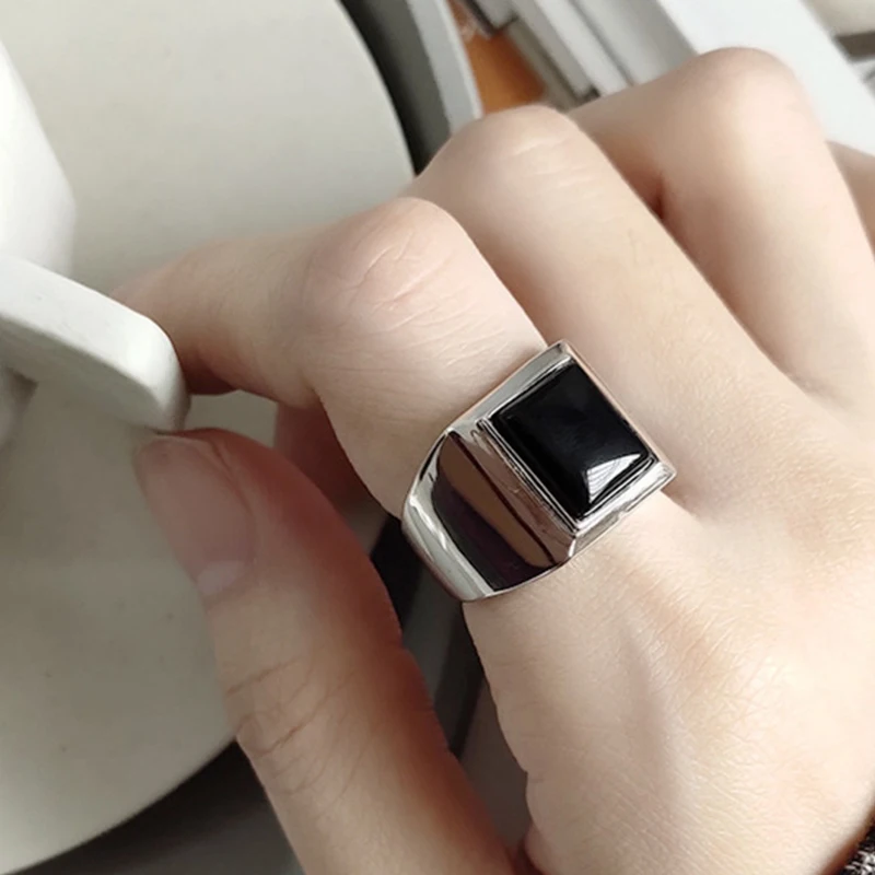 100% Real Pure 925 Sterling Silver Glossy Black Onyx Rings For Women Inlay Square Natural Stone Opening Rings Fine Jewelry F709
100% Real Pure 925 Sterling Silver Glossy Black Onyx Rings For Women Inlay Square Natural Stone Opening Rings Fine Jewelry F709
