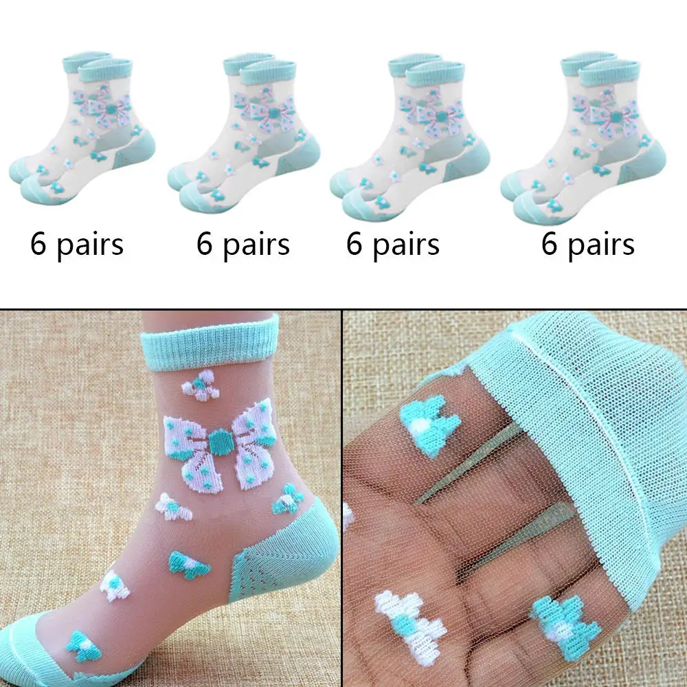 6 Pairs/Lot Girls Socks Mesh Style Baby Socks with Trendy Elastic Lace Flowers Summer Butterfly Crystal Silk Children Socks
6 Pairs/Lot Girls Socks Mesh Style Baby Socks with Trendy Elastic Lace Flowers Summer Butterfly Crystal Silk Children Socks