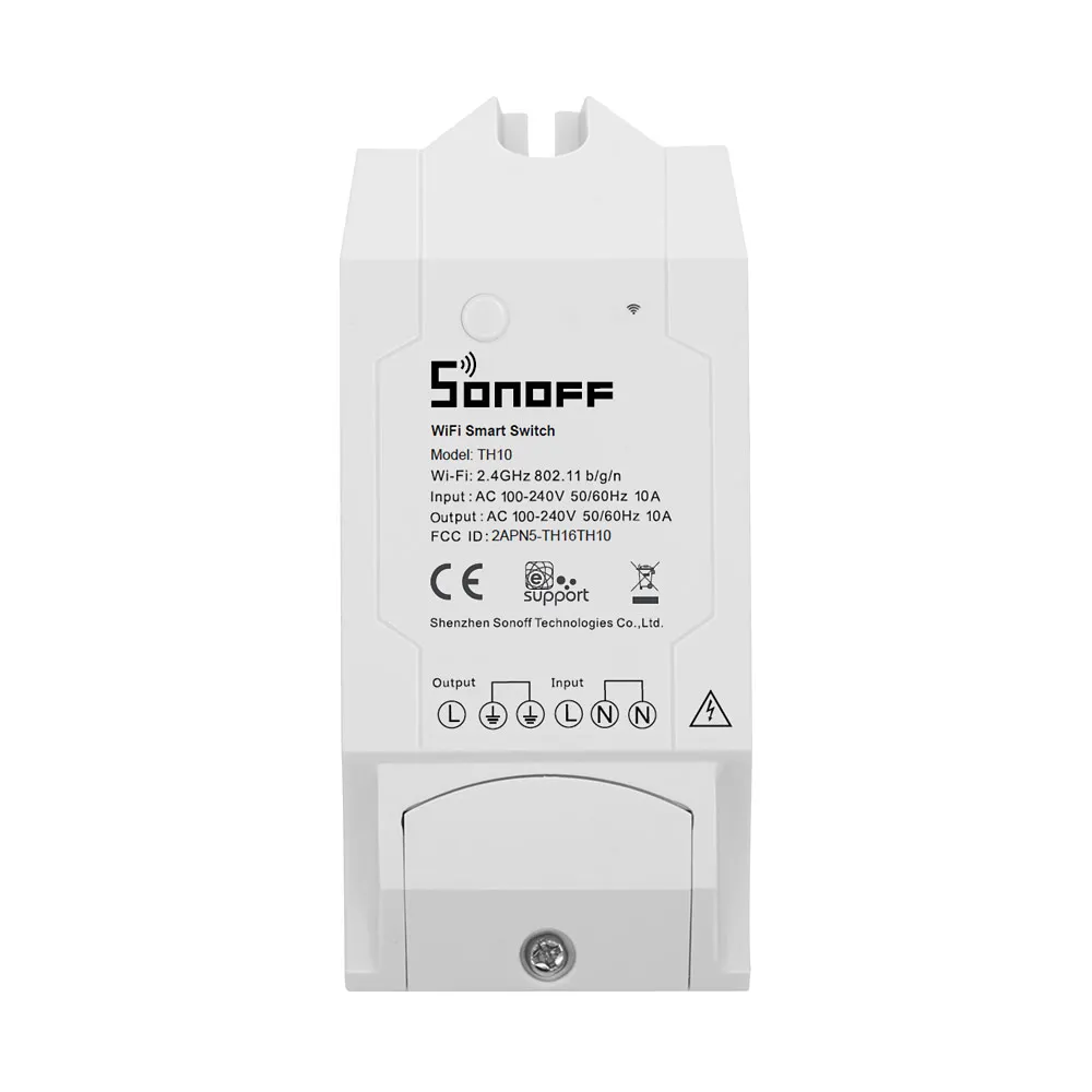 SONOFF TH10 WiFi Smart Switch Temperature Sensor Humidity Monitor Wireless Smart Switch Home Automation System Remote Controller
SONOFF TH10 WiFi Smart Switch Temperature Sensor Humidity Monitor Wireless Smart Switch Home Automation System Remote Controller