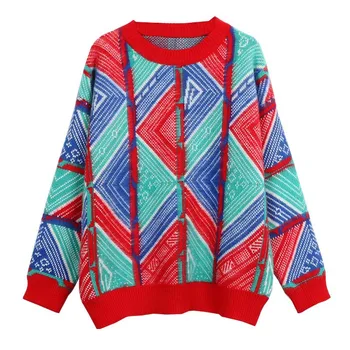 2018 Newest Mohair Woman Sweater Pullovers Long Sleeve Triangle Pattern Color Block Oversized Sweaters Jumper
2018 Newest Mohair Woman Sweater Pullovers Long Sleeve Triangle Pattern Color Block Oversized Sweaters Jumper