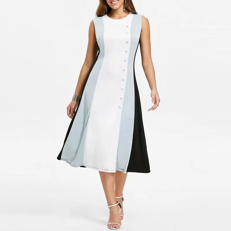 2019 White Elegant Office Dress Women Sleeveless Beads Patchwork Fashion Evening Simple Summer Robe Vintage Party Midi Dresses
2019 White Elegant Office Dress Women Sleeveless Beads Patchwork Fashion Evening Simple Summer Robe Vintage Party Midi Dresses