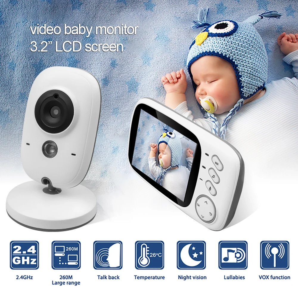 

DANMIN 3.2 inch Baby Monitor Temperature Monitoring Wireless Video Color High Resolution Baby Nanny Security Camera Night Vision