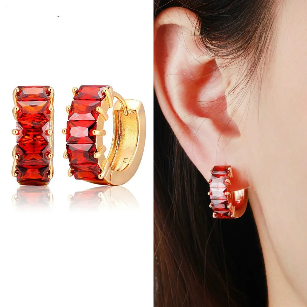 Rectangle Red CZ Small Hoop Earrings For Women Jewelry Princess Cut Stones Gold Color Loop Circle Aretes Aros Kolczyki Oorbellen
Rectangle Red CZ Small Hoop Earrings For Women Jewelry Princess Cut Stones Gold Color Loop Circle Aretes Aros Kolczyki Oorbellen