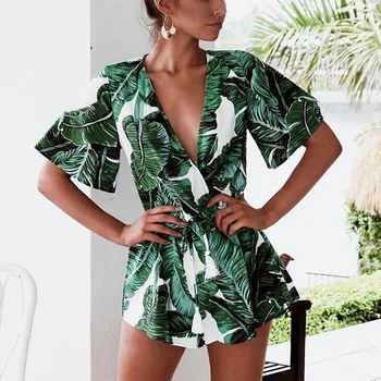 Deep V Neck Summer Rompers women jumpsuit Bodysuits Women Green Leaves Print Beach Playsuit Female Short Overalls Boho polysuit
Deep V Neck Summer Rompers women jumpsuit Bodysuits Women Green Leaves Print Beach Playsuit Female Short Overalls Boho polysuit