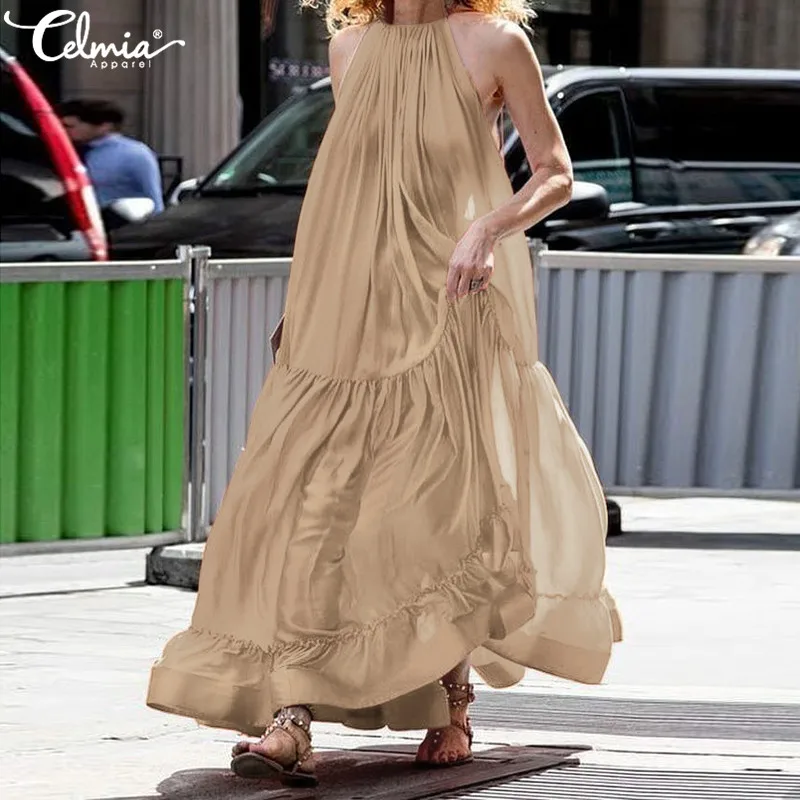 2019 Celmia Women Sexy Halter Sleeveless Maxi Long Dress Casual Loose Swing Party Dresses Plus Size Bohemian Ruffles Vestidos
2019 Celmia Women Sexy Halter Sleeveless Maxi Long Dress Casual Loose Swing Party Dresses Plus Size Bohemian Ruffles Vestidos