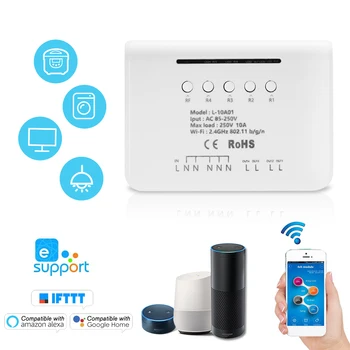 eWeLink 4CH WIFI Switch Module RF 433MHz 4 Gang Wireless Smart Switch Compatible with Amazon Alexa Google Home Voice Control
eWeLink 4CH WIFI Switch Module RF 433MHz 4 Gang Wireless Smart Switch Compatible with Amazon Alexa Google Home Voice Control