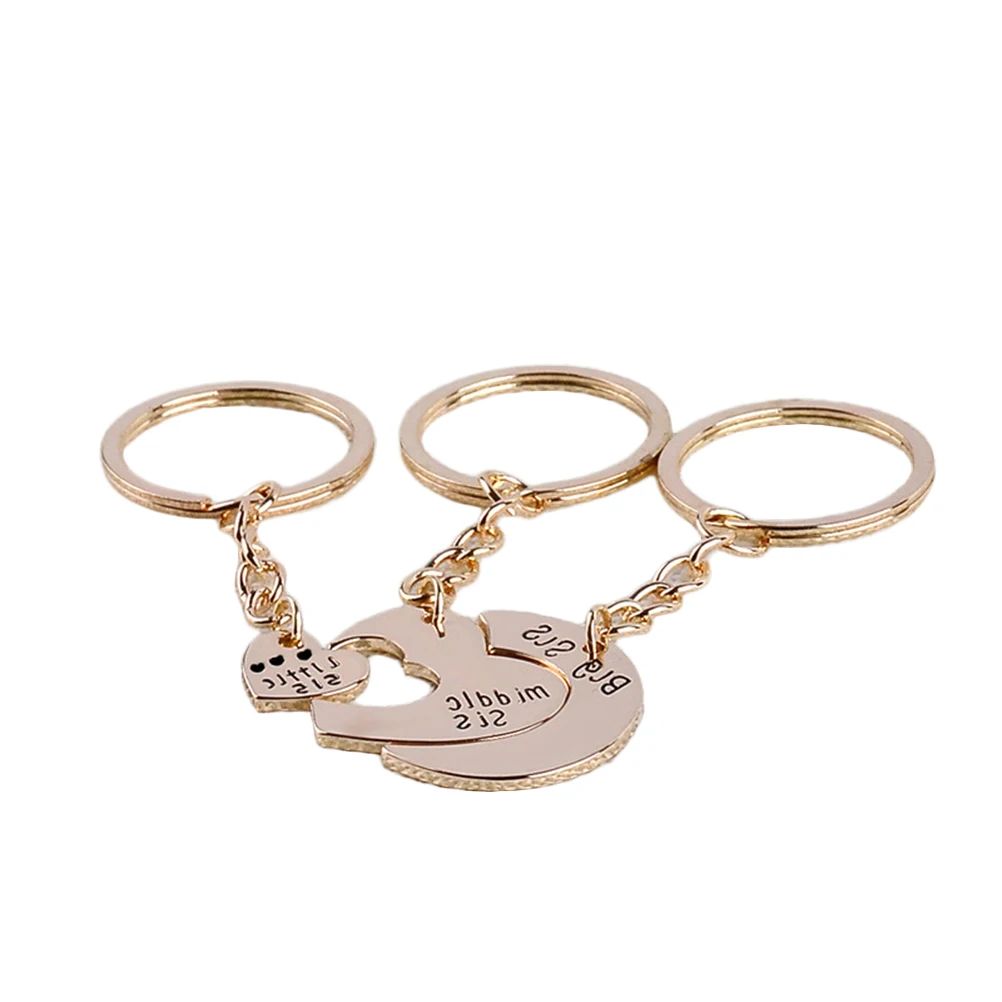 3-Piece Love Heart Creative Matching Fashion Stylish Unique Big Middle Little Sis Keychains Jewelry Gift Friendship Key Rings
3-Piece Love Heart Creative Matching Fashion Stylish Unique Big Middle Little Sis Keychains Jewelry Gift Friendship Key Rings