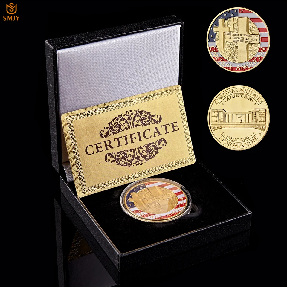 WW2 Norman War Memorial Badge American Cimetiere Militaire Gold Token Medal Challenge Commemorative Coin Value Gift W/Box Holder
WW2 Norman War Memorial Badge American Cimetiere Militaire Gold Token Medal Challenge Commemorative Coin Value Gift W/Box Holder