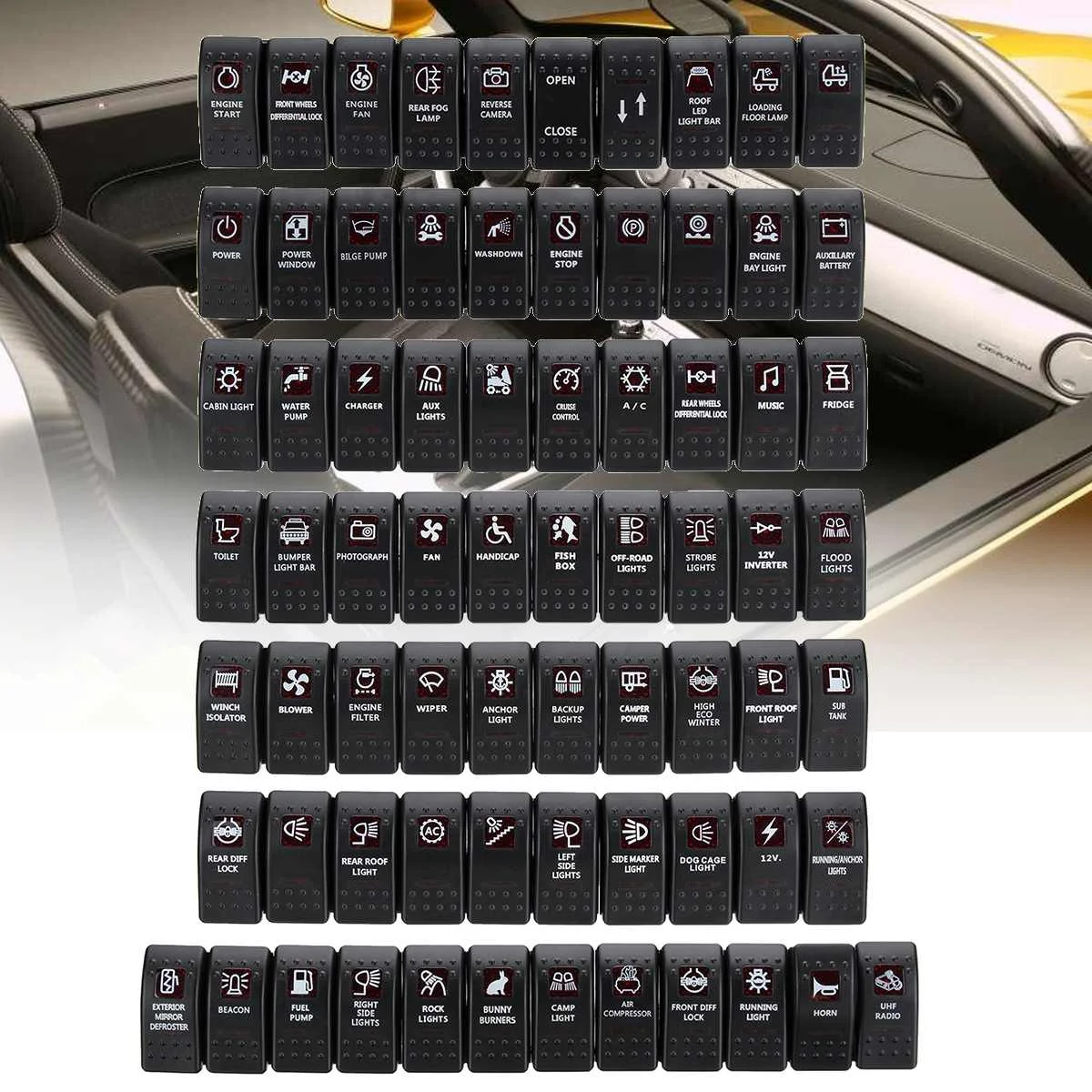 1pcs 12V/24V 5pin/7pin Car RV Bus Boat Caravan Rocker Switches Waterproof Rocker Switch Dual Red LED Light Bar SPST ON-OFF
1pcs 12V/24V 5pin/7pin Car RV Bus Boat Caravan Rocker Switches Waterproof Rocker Switch Dual Red LED Light Bar SPST ON-OFF