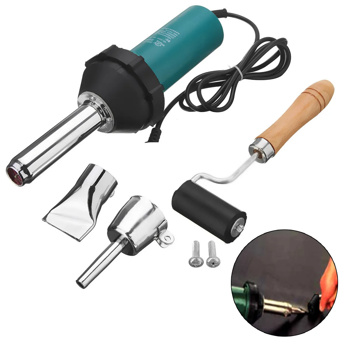 1080W 220V 50Hz Plastic Hot Air Welding Guns with Pencil Tip Nozzle & Flat Tip & Pressure Roller Heat Kit for Welder Machine
1080W 220V 50Hz Plastic Hot Air Welding Guns with Pencil Tip Nozzle & Flat Tip & Pressure Roller Heat Kit for Welder Machine