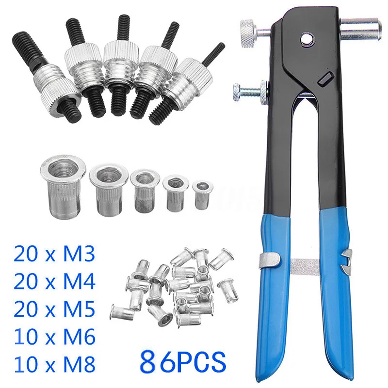 86pcs Set Threaded Rivet Tool Riveter Gun With Rivnut Nutsert Riveting Kit Tool M3-M8 Riveter Home Tool High Quality
86pcs Set Threaded Rivet Tool Riveter Gun With Rivnut Nutsert Riveting Kit Tool M3-M8 Riveter Home Tool High Quality