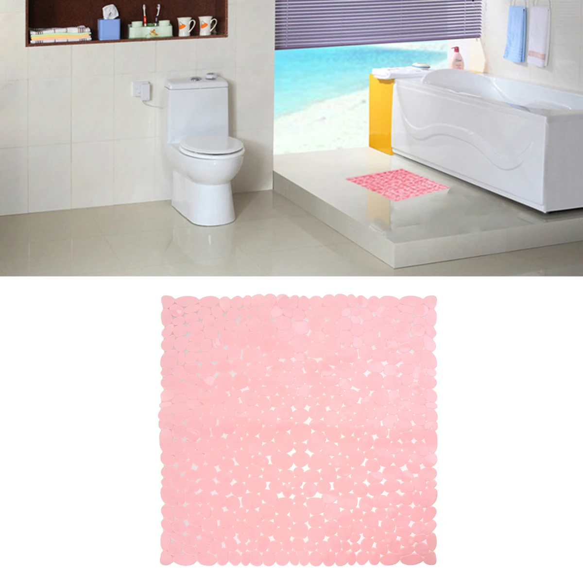 Bath Non-Slip Mat Square Cobblestone Bath Shower Safety Mats Anti-Bacterial Mildew Resistant Antiskid Mat 
Bath Non-Slip Mat Square Cobblestone Bath Shower Safety Mats Anti-Bacterial Mildew Resistant Antiskid Mat