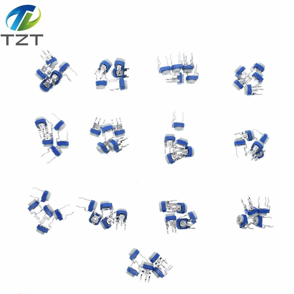 TZT Trimming Potentiometer RM065 top adjustment 100R-1M RM065 WH06-2 Variable Resistors Assorted Kit 13Type*5pcs=65PCS KIT
TZT Trimming Potentiometer RM065 top adjustment 100R-1M RM065 WH06-2 Variable Resistors Assorted Kit 13Type*5pcs=65PCS KIT