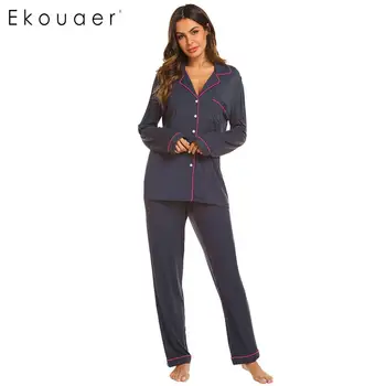 Ekouaer Pajamas Women's Long Sleeve Sleepwear Soft Pyjamas Set Female Sleep Two Piece Set Loungewear Home Pajama Suit XS-XXL
Ekouaer Pajamas Women's Long Sleeve Sleepwear Soft Pyjamas Set Female Sleep Two Piece Set Loungewear Home Pajama Suit XS-XXL