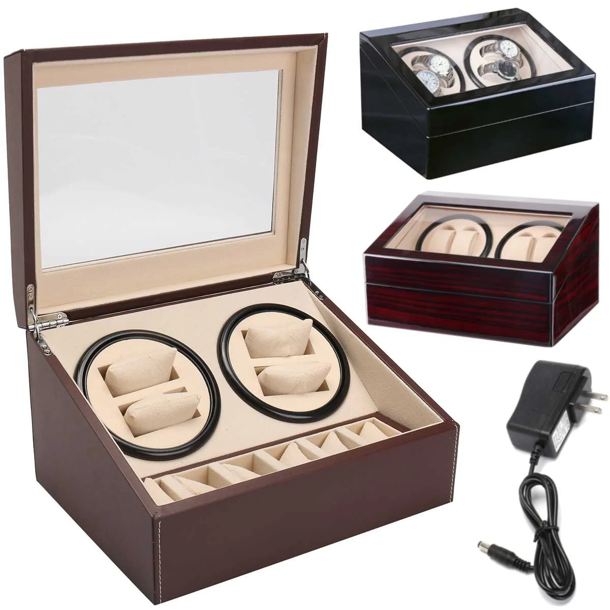 6+4 Automatic Watch Winder Box PU Leather Watch Winding Winder Storage Watch Box Collection Display Double Head Silent Motor Box
6+4 Automatic Watch Winder Box PU Leather Watch Winding Winder Storage Watch Box Collection Display Double Head Silent Motor Box