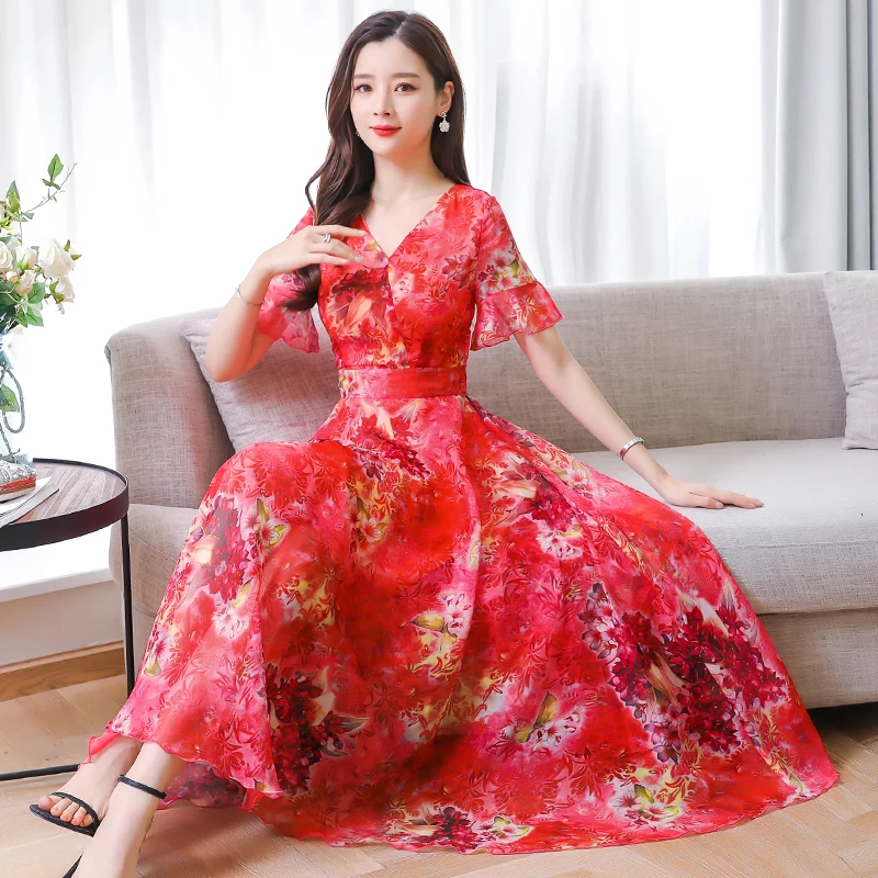 Lady Summer Chiffon Dress Bohemian Style New Women Sexy V-Neck Floral Print Elegant Long Dresses Red,Yellow,Green Clothes M-XXXL
Lady Summer Chiffon Dress Bohemian Style New Women Sexy V-Neck Floral Print Elegant Long Dresses Red,Yellow,Green Clothes M-XXXL