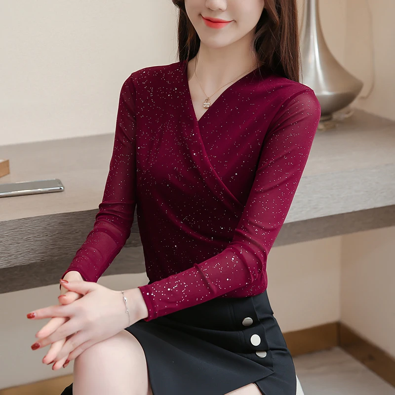 2019 New Spring Fashion Women Shirts Skinny Full Sleeve Slim Mesh V-Neck Sexy Blouse Shirt Khaki Dark Green Wine Red Black 508
2019 New Spring Fashion Women Shirts Skinny Full Sleeve Slim Mesh V-Neck Sexy Blouse Shirt Khaki Dark Green Wine Red Black 508