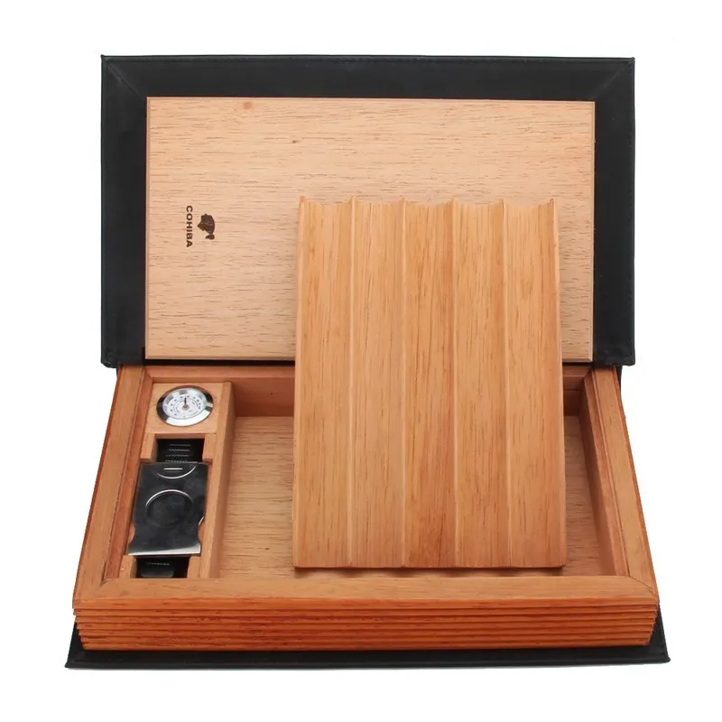 COHIBA Spain Cedar Wood Brown Leather Cigar Travel Humidor Cigar Case With Humidifier Hygrometer Cigar Cutter Holder Accessories
COHIBA Spain Cedar Wood Brown Leather Cigar Travel Humidor Cigar Case With Humidifier Hygrometer Cigar Cutter Holder Accessories