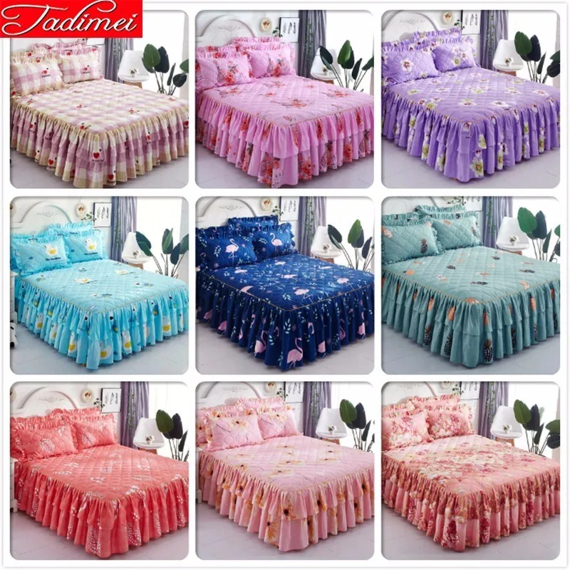 

1.2m 1.5m 1.8m 2.0m Thick Quilted Soft Cotton Bed Skirt Adult Kids Girl Sheet Cover Linen Single Twin Full Queen Size Bedspreads