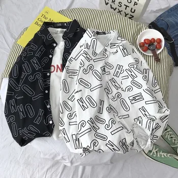 Autumn New Casual Shirt Men Fashion Letter Printing Trend Wild Streetwear Hip Hop Long-sleeved Shirt Man Hawaiian Shirt Male
Autumn New Casual Shirt Men Fashion Letter Printing Trend Wild Streetwear Hip Hop Long-sleeved Shirt Man Hawaiian Shirt Male