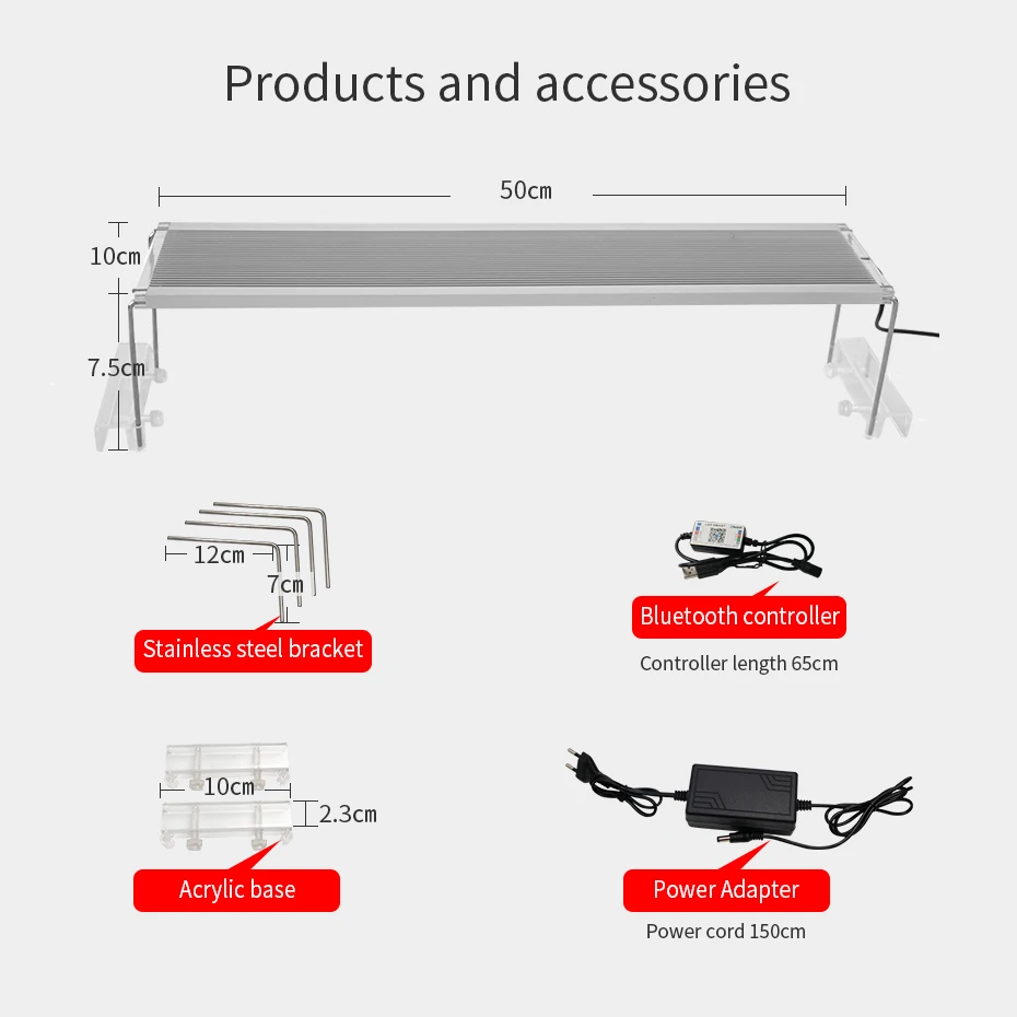 60-80CM LED Lamp For Aquarium LED Lighting Marine RGB LED Aquarium Lighting For Fish Tank Lamp With Bluetooth Dimmer Controller
60-80CM LED Lamp For Aquarium LED Lighting Marine RGB LED Aquarium Lighting For Fish Tank Lamp With Bluetooth Dimmer Controller