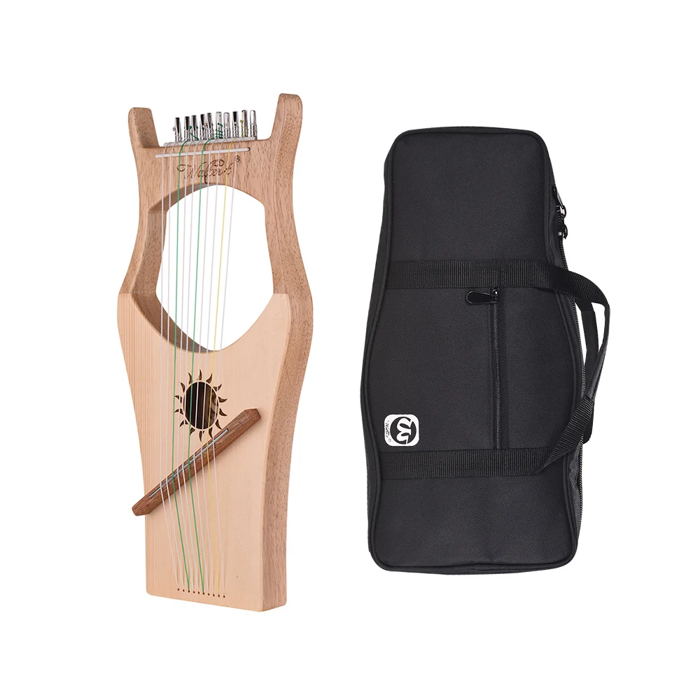 WH01 10-String Wooden Lyre Harp Nylon Strings Rosewood Topboard Rubber Wood Backboard String Instrument with Carry Bag
WH01 10-String Wooden Lyre Harp Nylon Strings Rosewood Topboard Rubber Wood Backboard String Instrument with Carry Bag