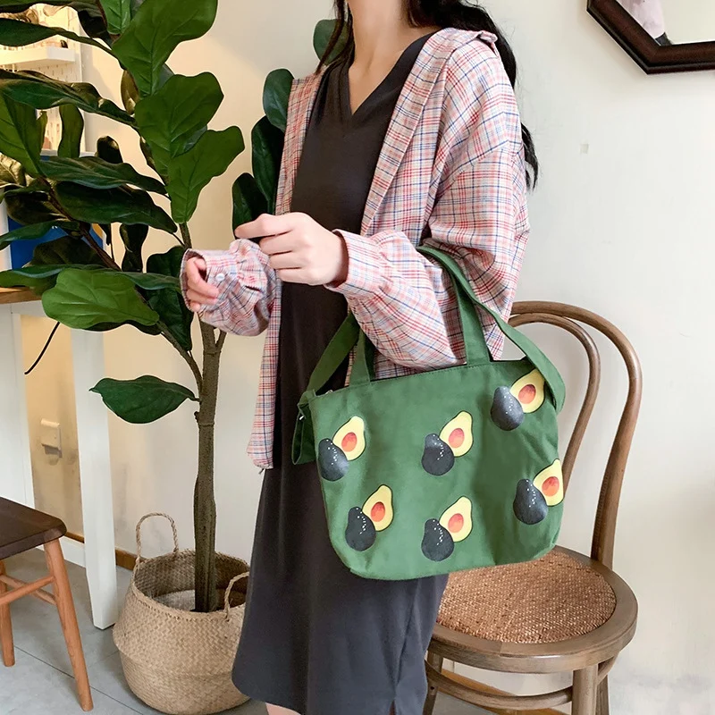 Ins Small Fresh Avocado Canvas Shoulder Bag Wild Student Female Portable Bag 
Ins Small Fresh Avocado Canvas Shoulder Bag Wild Student Female Portable Bag