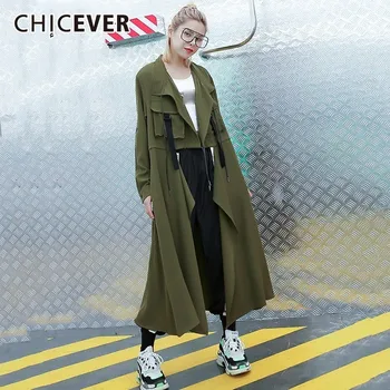 CHICEVER Autumn Trench Coat For Women's Windbreaker Lapel Long Sleeve Drawstring Trench Female Oversize Fashion Casual Clothing
CHICEVER Autumn Trench Coat For Women's Windbreaker Lapel Long Sleeve Drawstring Trench Female Oversize Fashion Casual Clothing