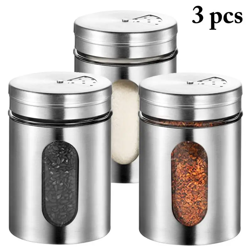 5pcs Stainless Steel Seasoning Condiment Jar Kitchen Spice Bottle Glass Seal Pepper Shaker Bottle Kitchen Cooking Tool
5pcs Stainless Steel Seasoning Condiment Jar Kitchen Spice Bottle Glass Seal Pepper Shaker Bottle Kitchen Cooking Tool