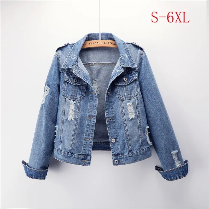 2019 Spring Denim Jacket Women Plus Size 5XL 6XL Short Jeans Jacket Coats Light Washed Slim Outwear jacket casaco feminino ZO013
2019 Spring Denim Jacket Women Plus Size 5XL 6XL Short Jeans Jacket Coats Light Washed Slim Outwear jacket casaco feminino ZO013
