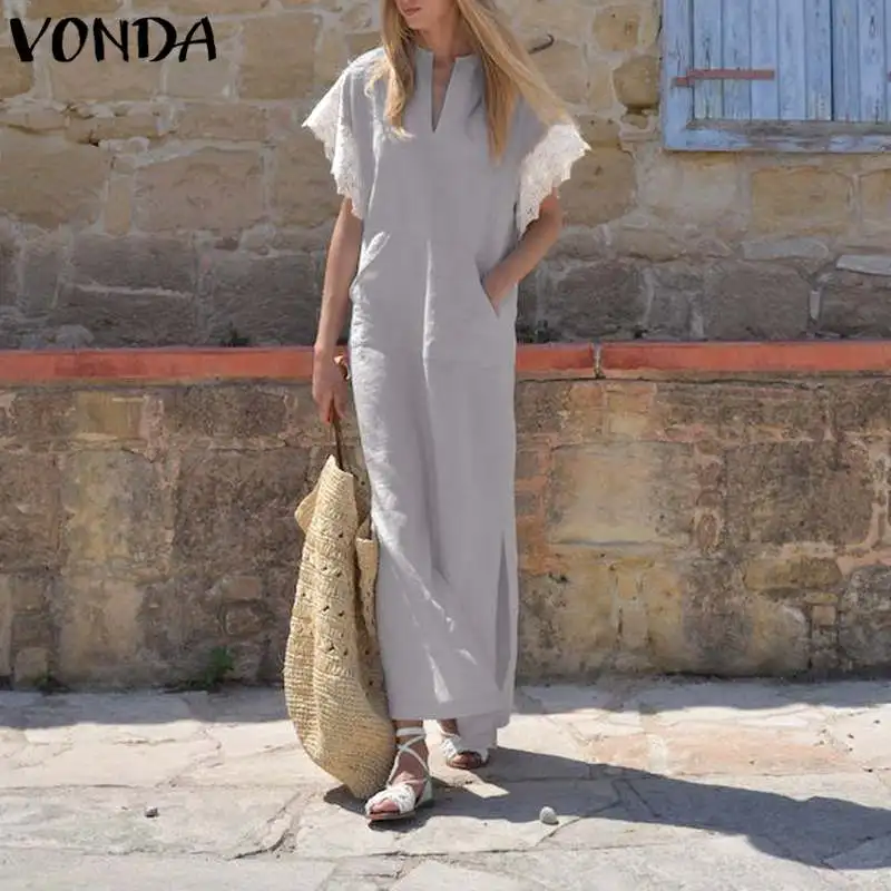 S-5XL Women Maxi Long Dress 2019 Summer Vintage Lace Patchwork Short Sleeve Split Hem Dresses Sexy V Neck Casual Loose Vestidos
S-5XL Women Maxi Long Dress 2019 Summer Vintage Lace Patchwork Short Sleeve Split Hem Dresses Sexy V Neck Casual Loose Vestidos