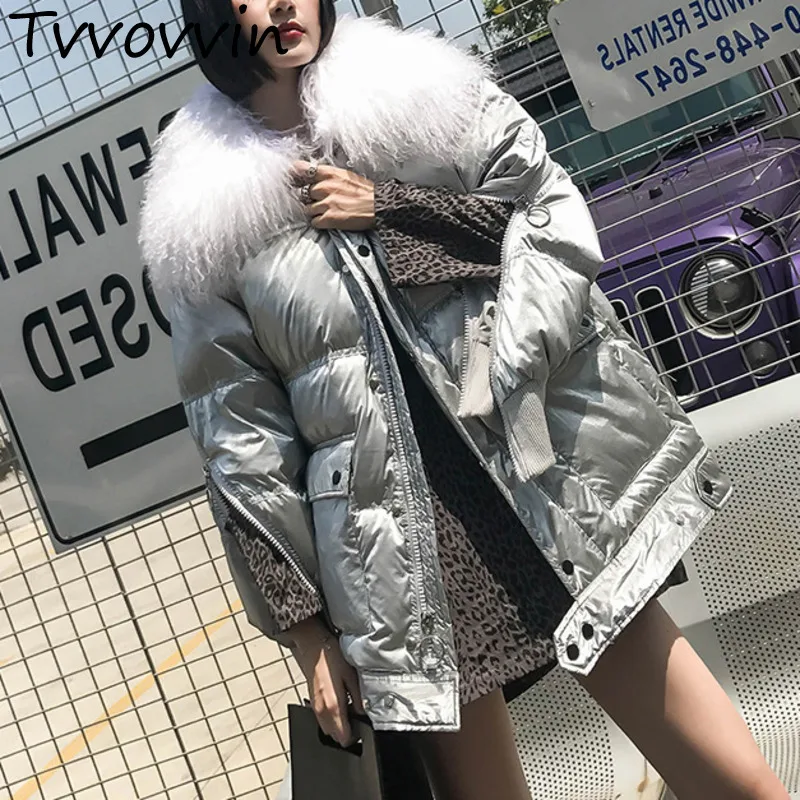 TVVOVVIN 2019 New Womens Silver Down Jackets Solid Color Glossy Fur Coat Womans Turn-down Collar E500
TVVOVVIN 2019 New Womens Silver Down Jackets Solid Color Glossy Fur Coat Womans Turn-down Collar E500