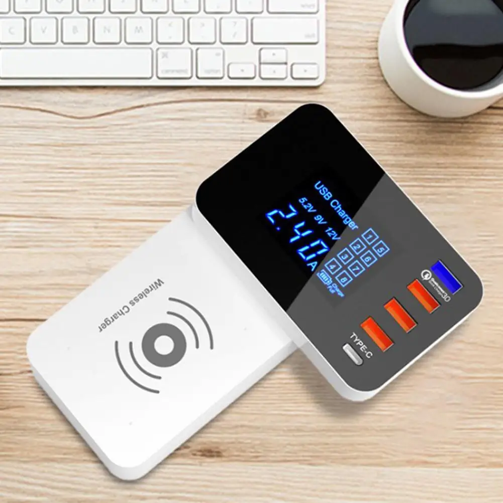 4 USB Ports QC3.0 Type-C LCD Display Phone Charging Station Wireless Charger for Mobile Phone
4 USB Ports QC3.0 Type-C LCD Display Phone Charging Station Wireless Charger for Mobile Phone