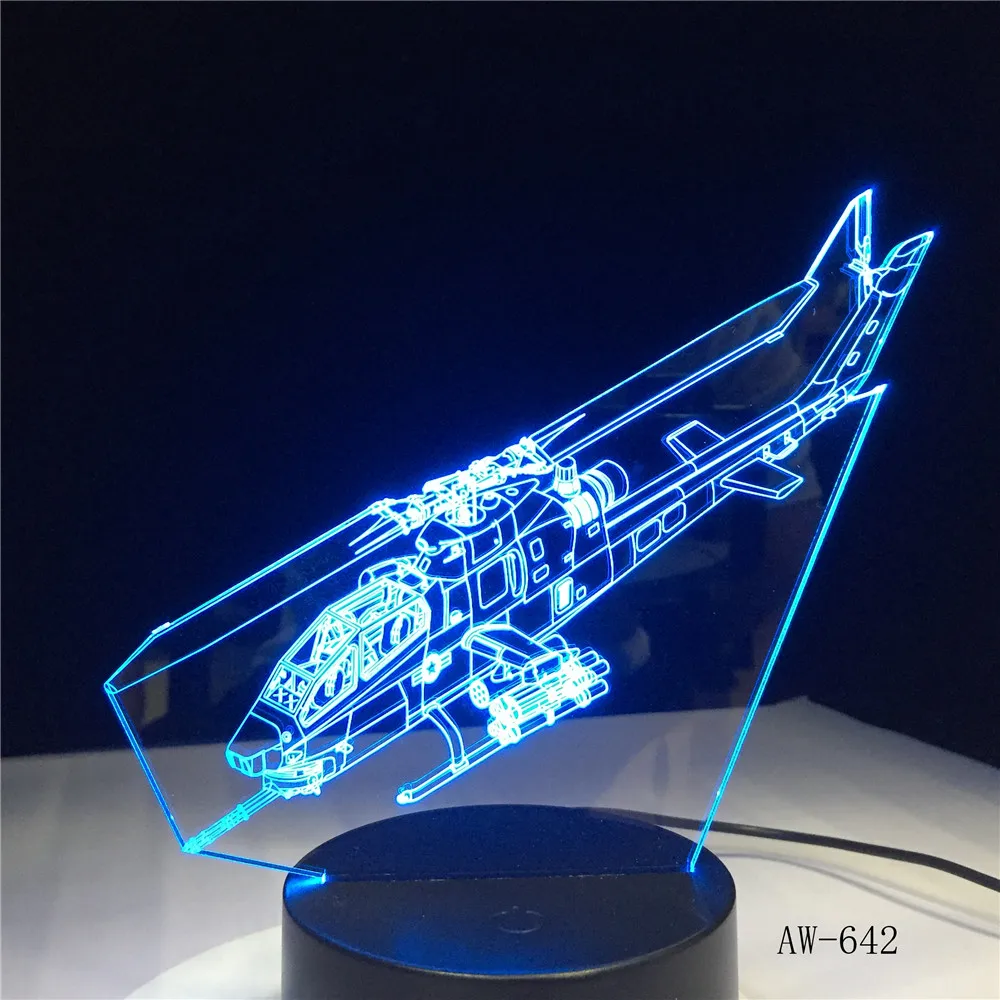 Helicopter Night Lights 3D LED Aircraft Table Lamp 7 Colors Change Bedroom Bedside Baby Sleep Light Fixture Xmas Gifts AW-642
Helicopter Night Lights 3D LED Aircraft Table Lamp 7 Colors Change Bedroom Bedside Baby Sleep Light Fixture Xmas Gifts AW-642