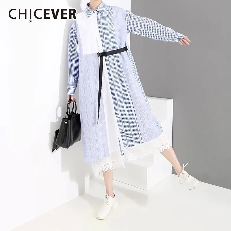 CHICEVER Summer Casual Irregular Patchwork Striped Women Dress Lapel Long Sleeve Sashes Lace Hem Loose Big Size Stright Dresses
CHICEVER Summer Casual Irregular Patchwork Striped Women Dress Lapel Long Sleeve Sashes Lace Hem Loose Big Size Stright Dresses