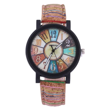 

Shellhard Fashion Starfish Wood Grain Creative Wrist Watch 4 Styles PU Leather Strap Band Quartz Wristwatch For Women