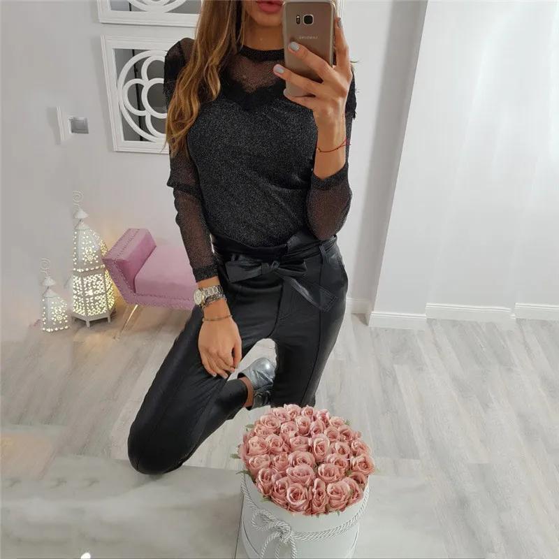 Fashion Women Mesh Sequin Shirts Tops Summer Spring Ladies Full Sleeve Lace Flower Transparent Blouse Femme See Through Clothes
Fashion Women Mesh Sequin Shirts Tops Summer Spring Ladies Full Sleeve Lace Flower Transparent Blouse Femme See Through Clothes