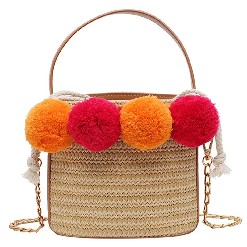 Women'S Vintage Woven Handbag Casual Beach Resort Hairball Beach Bag Messenger Bag
Women'S Vintage Woven Handbag Casual Beach Resort Hairball Beach Bag Messenger Bag
