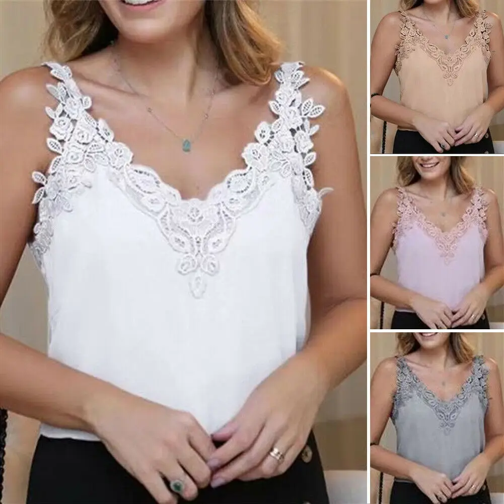 2019 Women Ladies Lace Vest Sleeveless Loose Camisole Casual V-Neck Tank Tops Solid
2019 Women Ladies Lace Vest Sleeveless Loose Camisole Casual V-Neck Tank Tops Solid