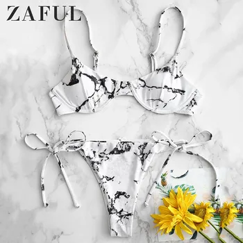 ZAFUL Spaghetti Straps Bikini Marble Underwire Bikini Tie Side Underwire Bikini Low Waist Swimwear Women Swimming Suit For Women
ZAFUL Spaghetti Straps Bikini Marble Underwire Bikini Tie Side Underwire Bikini Low Waist Swimwear Women Swimming Suit For Women