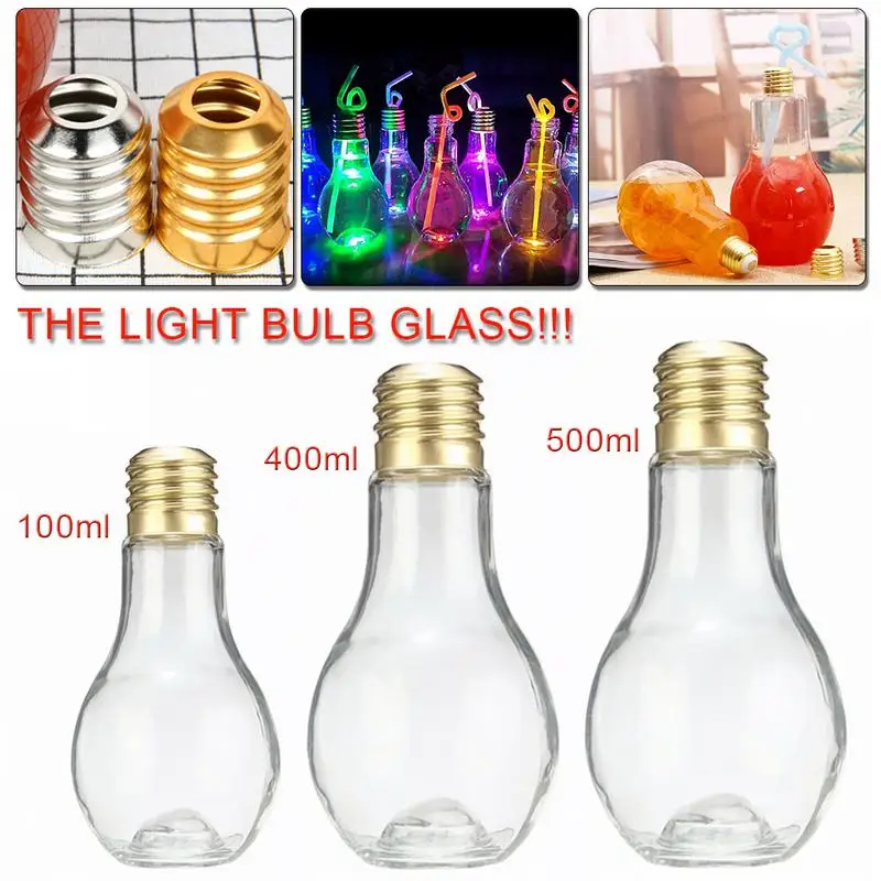 Innovative Bulb Drink Juice Bottle Cute Juice Milk Summer Water Bottle 100ml 400ml 500ml With Light
Innovative Bulb Drink Juice Bottle Cute Juice Milk Summer Water Bottle 100ml 400ml 500ml With Light