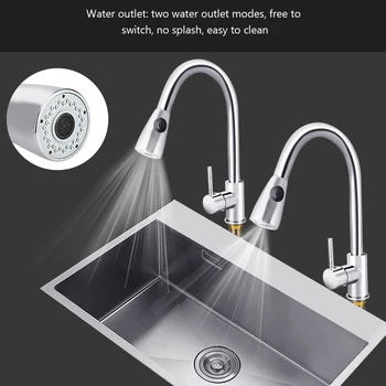 Single Handle High Arc Chromium Plating Pull out Kitchen Faucet Chrome Faucet
