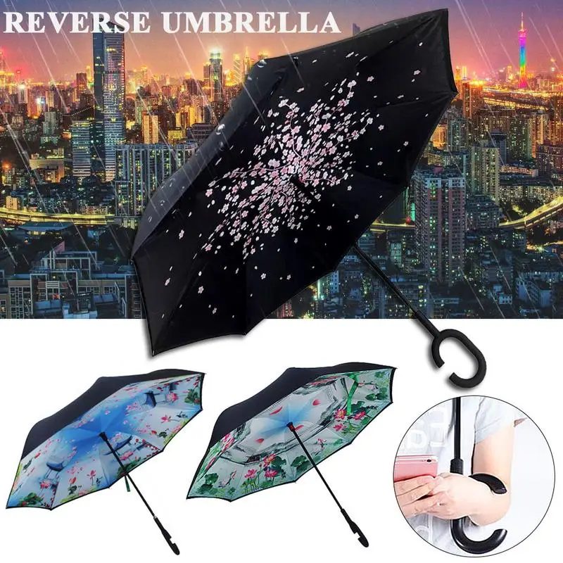 Inverted Double Layer Reverse Umbrella Anti Splash UV Protection Vehicle Outdoor C Shaped Handle Handsfree Umbrella For Car
Inverted Double Layer Reverse Umbrella Anti Splash UV Protection Vehicle Outdoor C Shaped Handle Handsfree Umbrella For Car
