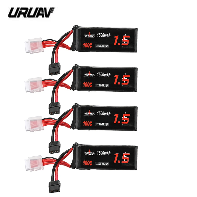 New 4PCS URUAV 22.2V 1500mAh 100C 6S Lipo Battery XT60 Plug for RC FPV Racing Drone Quadcopter Models Spare Part DIY Accessories
New 4PCS URUAV 22.2V 1500mAh 100C 6S Lipo Battery XT60 Plug for RC FPV Racing Drone Quadcopter Models Spare Part DIY Accessories