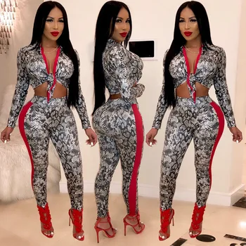 Women's Fashion Snake Printing Two-piece Suits Crop Tops with Pants Bodycon Tight Slim Sexy 2 pieces Sets Long Sleeves Clubwear
Women's Fashion Snake Printing Two-piece Suits Crop Tops with Pants Bodycon Tight Slim Sexy 2 pieces Sets Long Sleeves Clubwear