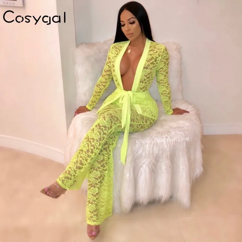 COSYGAL Lace Transparent Two Piece Set Deep V Neck Full Sleeve Coat And Flare Long Pants Sexy 2 Piece Set Women Summer Outfits
COSYGAL Lace Transparent Two Piece Set Deep V Neck Full Sleeve Coat And Flare Long Pants Sexy 2 Piece Set Women Summer Outfits