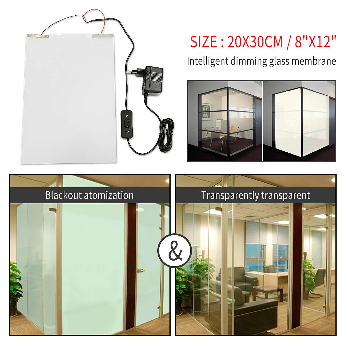 20x30cm PDLC Smart Film Glass Window Film Privacy Home Office door Sticker Self-adhesive Frosted Electrochromic Switchable
20x30cm PDLC Smart Film Glass Window Film Privacy Home Office door Sticker Self-adhesive Frosted Electrochromic Switchable