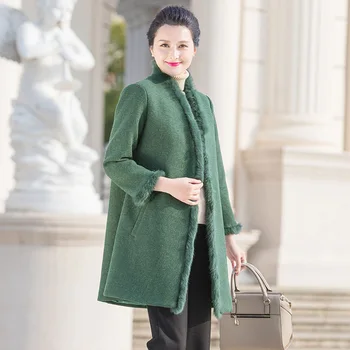 2019 Autumn Winter auld elder Women's Woolen Jacket Coats Plus size Middle aged Female Woolen cloth Outerwear Thick Warm Coats
2019 Autumn Winter auld elder Women's Woolen Jacket Coats Plus size Middle aged Female Woolen cloth Outerwear Thick Warm Coats