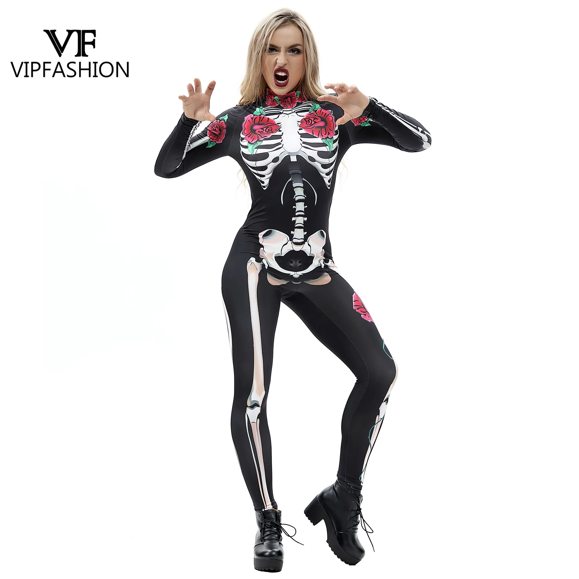 VIP FASHION 3D Rose Mechanical Bone Rompers Scary Halloween Costumes For Women Jumpsuit Skeleton Skull Floral Butterfly Bodysuit
VIP FASHION 3D Rose Mechanical Bone Rompers Scary Halloween Costumes For Women Jumpsuit Skeleton Skull Floral Butterfly Bodysuit