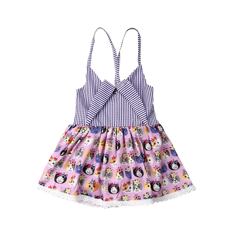 Одежда для детей малышей девочек милое платье с анималистическим принтом